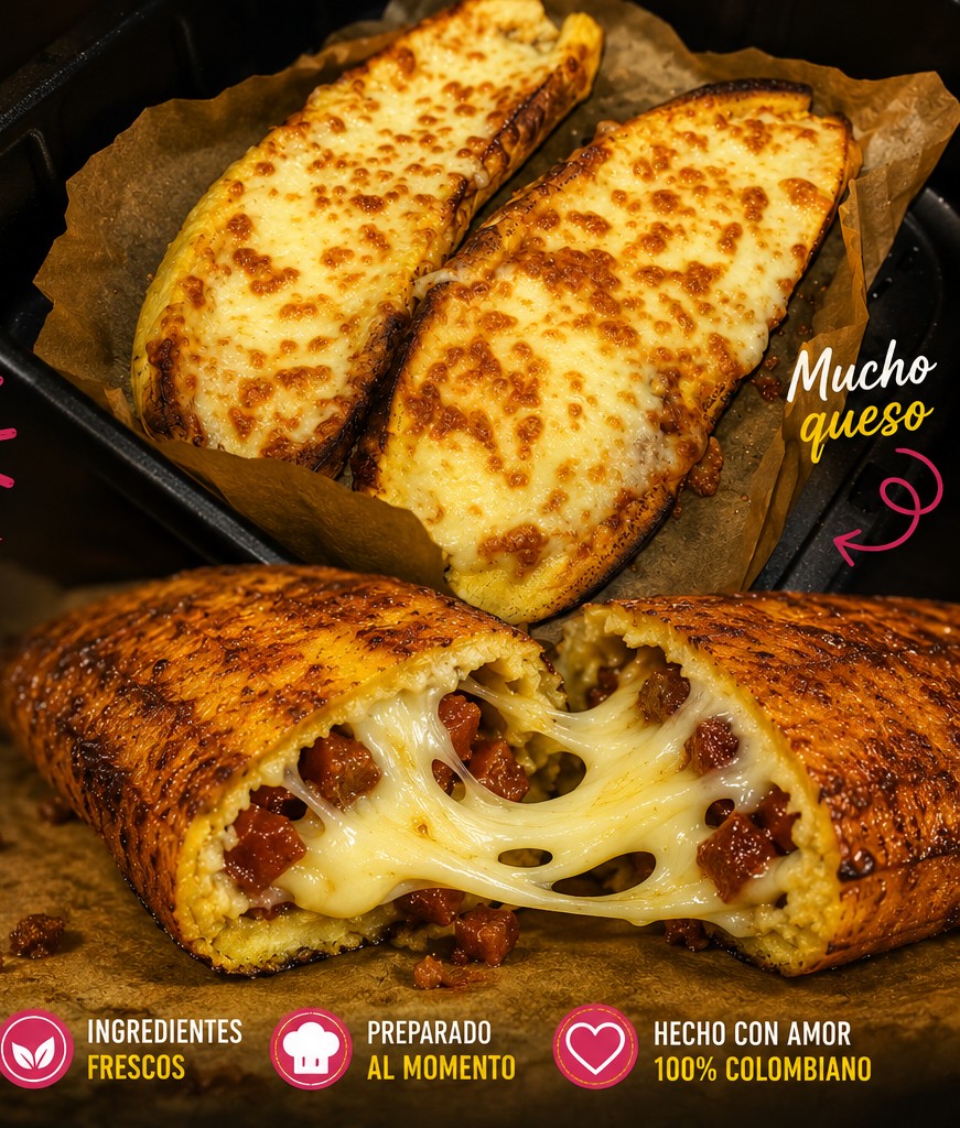 Maduro Bandido: maduro relleno de bocadillo, queso gratinado, tocineta y Nutella